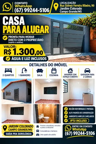 CASA PARA ALUGAR - SAÍDA PRA SIDROLANDIA 