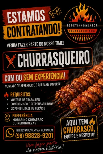 Contrata-se churrasqueiro