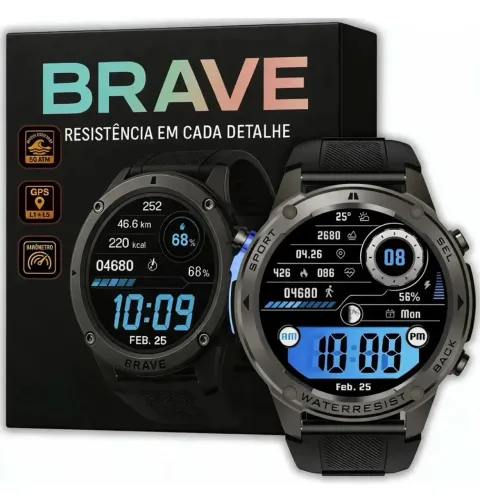 Smartwatch Wearzone Brave Original GPS Duplo L1+L5 5ATM IP69K Strava 10 Dias - Novo