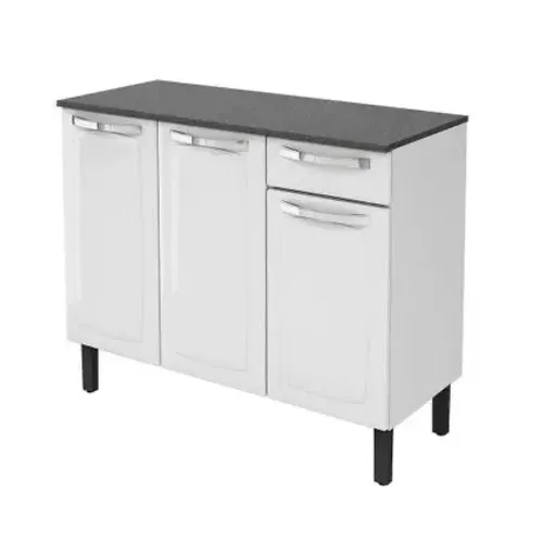 Balcão Itatiaia de Aço - 3 Portas, 1 Gaveta, Branco / entrega rápida