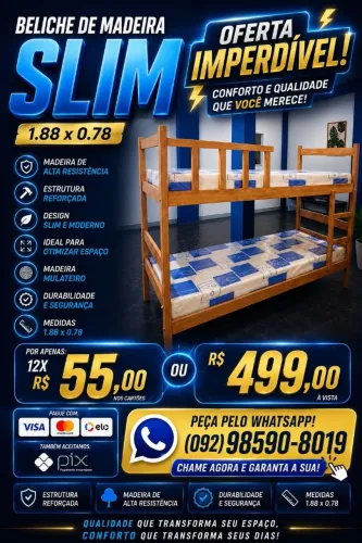 Beliche Madeira 12X R$ 55,00 Nos Cartões Entrega e Montagem Grátis