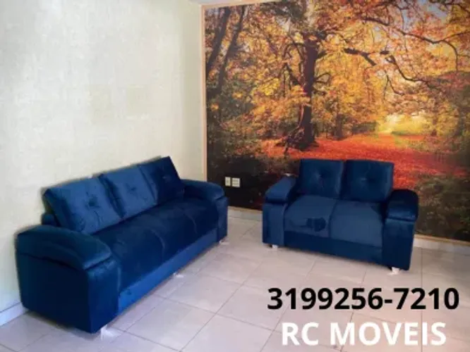 Sofá Sonata 2 e 3 Lugares com Braço Fofão Suede D33 Novo