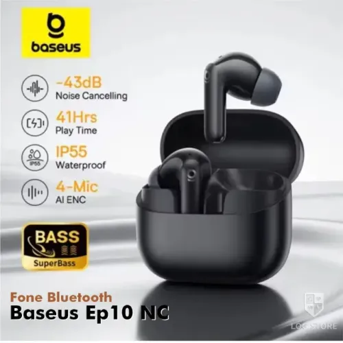 Fone Bluetooth Baseus Bass EP10 NC Preto com Cancelamento de Ruído Fazemos Entrega Novo