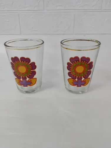 Conjunto de 2 copos com estampa floral
