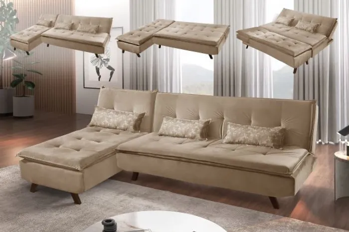 Sofá Cama Milano com Chaise - Compre Hoje Receba Amanhã!!!Mar91