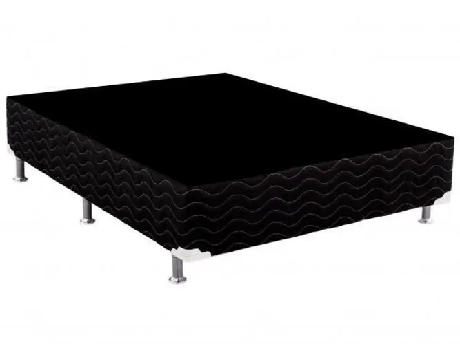 Base Box casal Suede Preto 138 X 188 X 25