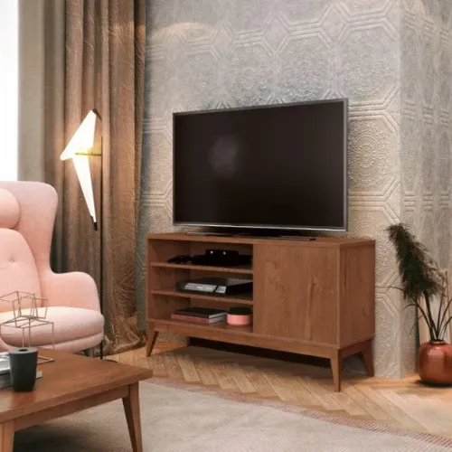 Rack / Balcão Vini Retrô Com Pés em Madeira Maciça TV Até 43''! Frete e Montagem Grátis 