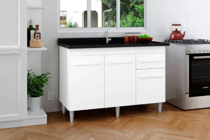 Balcão Para Pia de Cozinha Creta! Frete e Montagem Grátis.