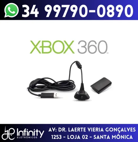Bateria do Controle Xbox 360 com Cabo Carregador