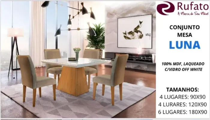 Conjunto Mesa Luna c/4 cadeiras *novas na embalagem*