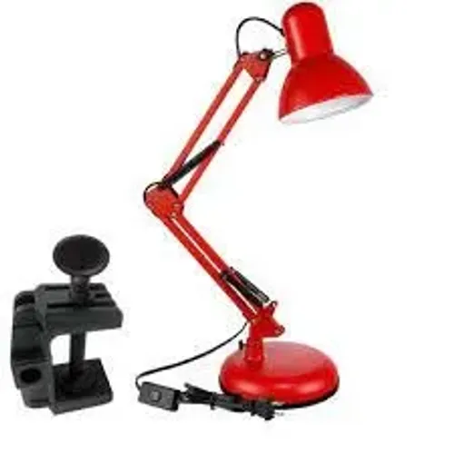 Luminária de mesa vermelha com garra para fixar