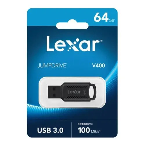 Pen drive Lexar 64GB JumpDrive V400 USB 3.0, Leitura até 100 MBs, Original, Novo, Lacrado
