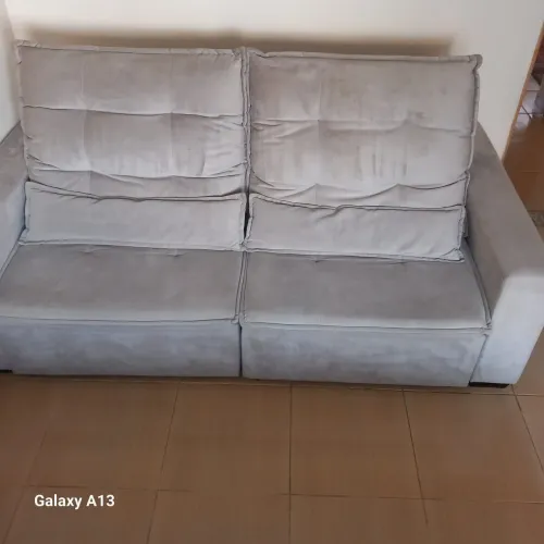 Sofá 3 Lugares 2,3m Retrátil Reclinável Veludo Liso 
