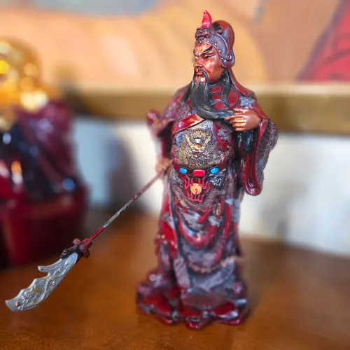 Estatueta de Guerreiro Chinês Decorativa em resina