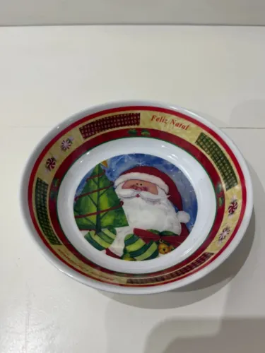 Tigela Natalina Plástico - 15 cm diâmetro