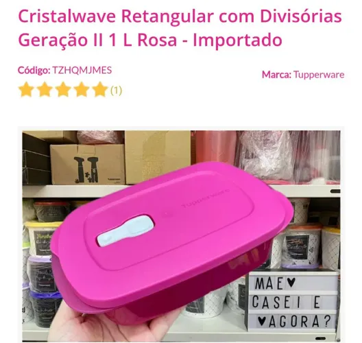 Cristalwave Retangular com Divisórias Geração II 1L Rosa - Importado