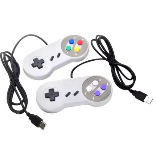 Kit 2 Controles Super Nintendo Usb Para Pc, Tvbox e Raspberry