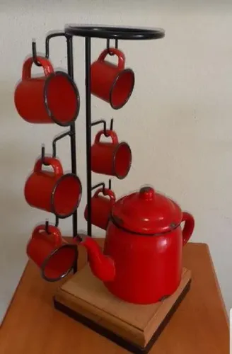 Suporte para xícaras rústico