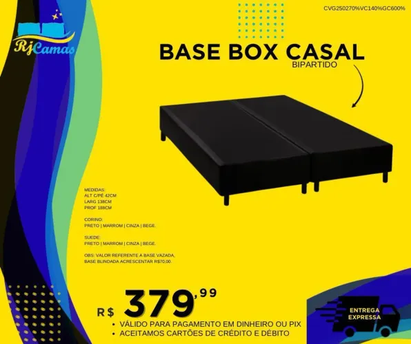 Base box casal Bipartido(Pague na entrega)