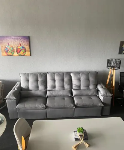 Sofá Retrátil e Reclinável Porto Belo 2,90m Linho FAZEMOS ENTREGAS