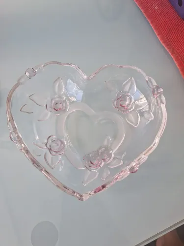 Enfeite de decoração em vidro transparente e rose