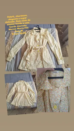 Vestido Maria Filó floral com cinto e borda dourada