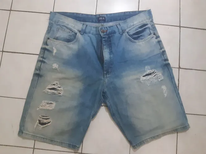 Short Jeans Masculino Destroyed Azul Claro (leia a descrição)