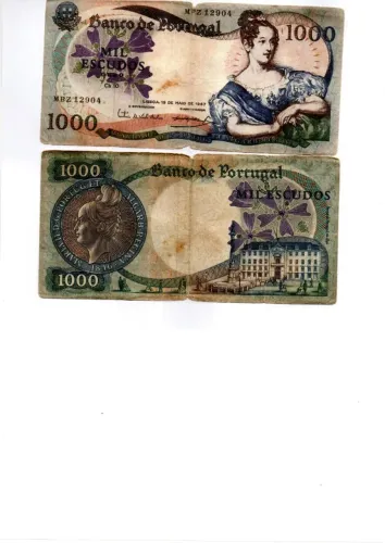 CÉDULA DE PORTUGAL 1000 ESCUDOS MARIA II 1967 RARA