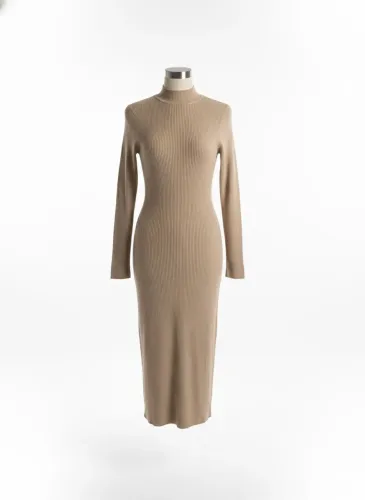 Vestido tricô canelado