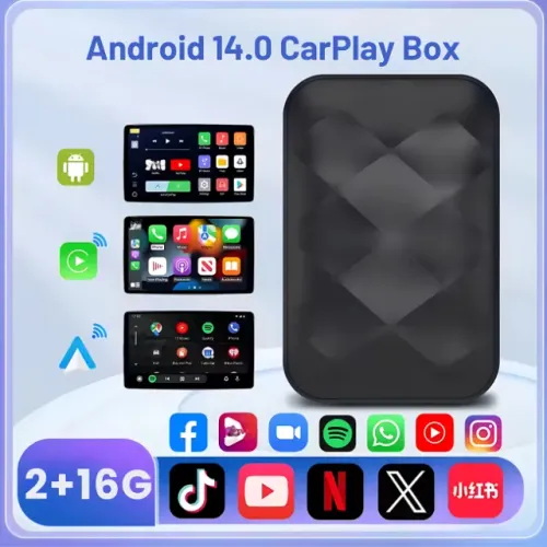 Transforme Central Mult em Android 14 CarPlay Auto Sem Fio Play Store APP YouTube Netflix