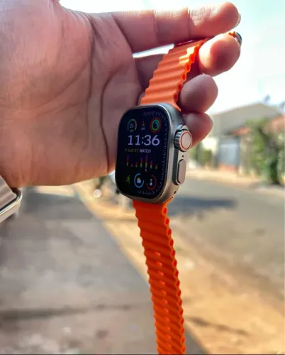 SmartWatch ultra 49mm prata | relógio inteligente laranja 