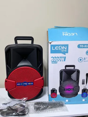 Caixa de Som Bluetooth Leon GTS 2000W Preto/Vermelho