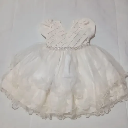Vestido Infantil Festa Branco neve Com Detalhes