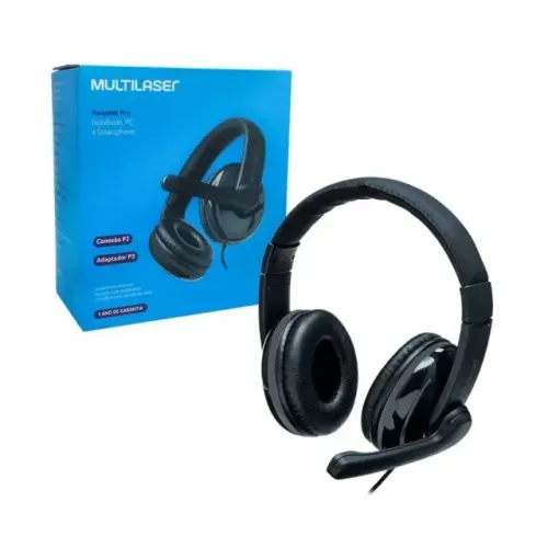 FONE DE OUVIDO HEADSET PRO COM MICROFONE PRETO MULTILASER PH316