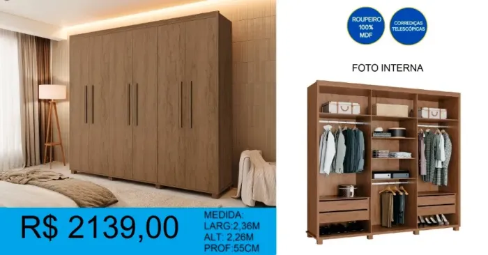 Guarda roupa casal super reforçado - compre hoje e receba amanhã 