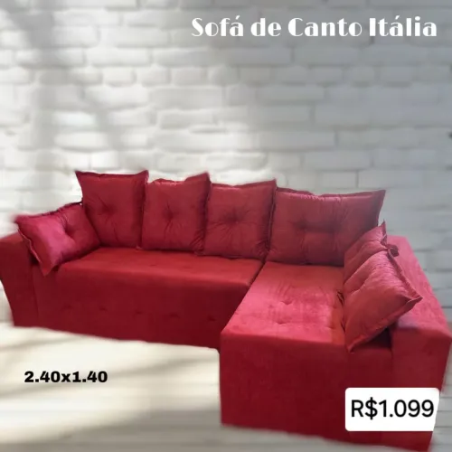 PROMOÇÃO URGENTE - Sofá de Canto Itália 4 LUGARES Vermelho com Chaise Disponível