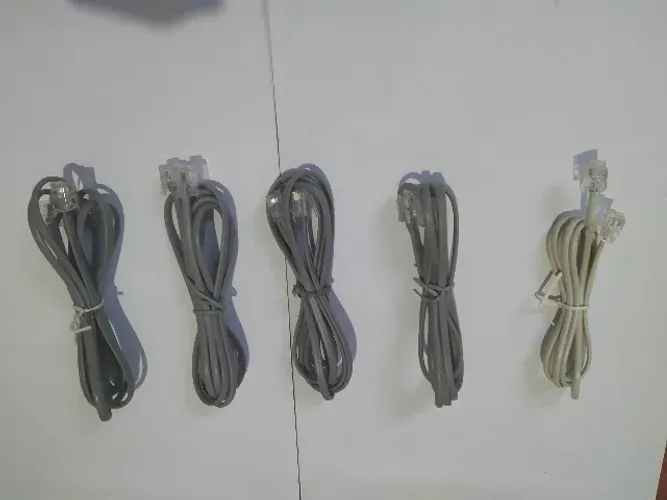 Kit C/ 5 Cabo Telefone Rj11 1,5m Fio Chato 4 Vias Novos