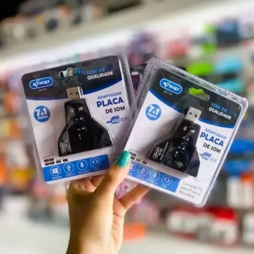 Adaptador Placa De Som Usb Som 7.1 2 Saidas Knup Conexão P2