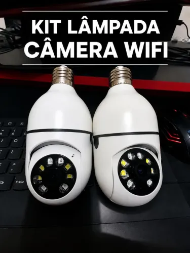 Kit 2 lâmpadas câmera ip wifi