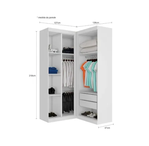 Guarda roupa de canto branco