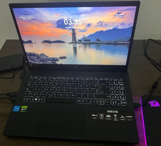 Notebook Gamer Acer Nitro V15 ANV15-51 i5 13ª RTX 4050 24GB RAM SSD 512GB 144Hz