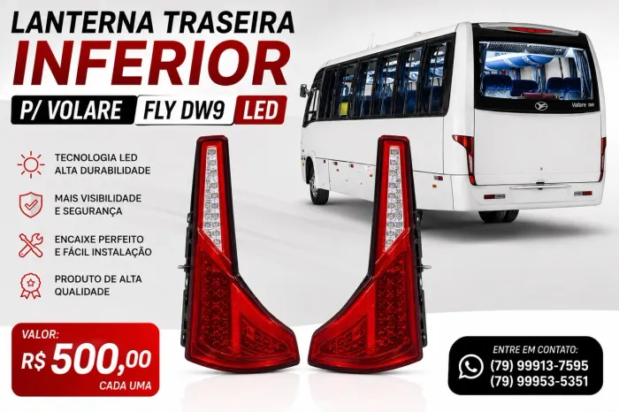 Par de Lanterna Traseira Infer P/ Volare Fly Dw9 Led