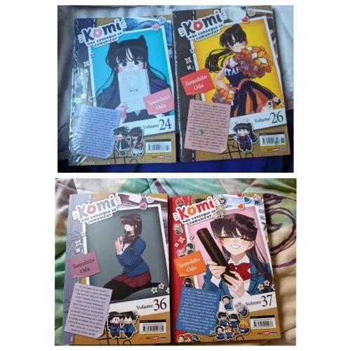 Mangás Komi-san Vols. 24, 26, 36 e 37.