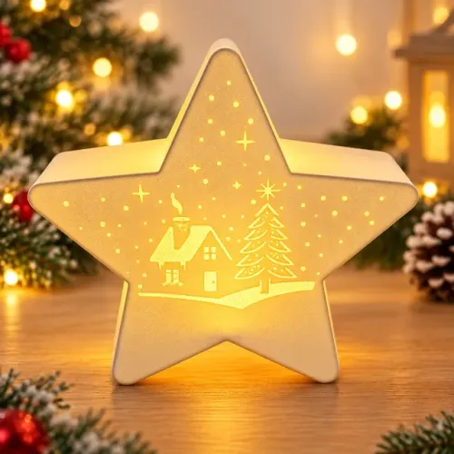 Estrela Decorativa de Natal com Vela LED