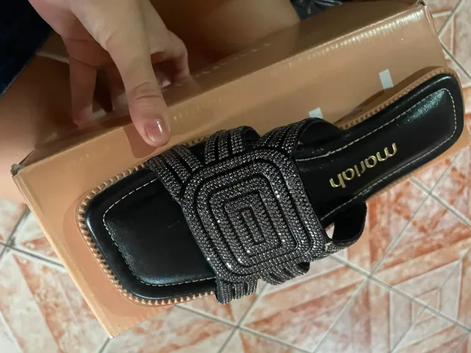 Rasteira Preta de Brilho Mariah