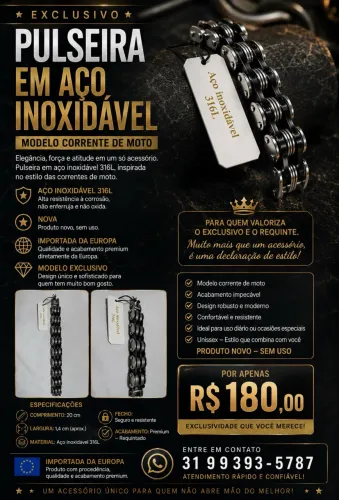 Pulseira em Aço Inoxidável Exclusiva