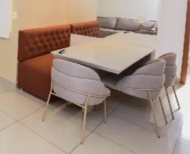Mesa de jantar 6 lugares + Canto Alemão terracota. obs cadeiras não inclusas