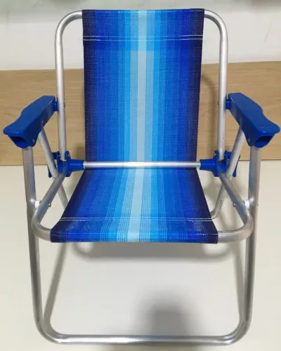 Cadeira de Praia Alta Infantil de Alumínio Mor Azul - NOVA