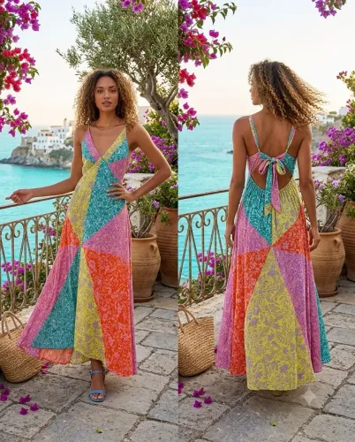 Vestido longo estampado Farm P produtos femininos
