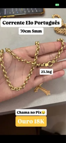 Corrente de ouro 70cm 23,36g elo português sem defesa certificado garantia eterna